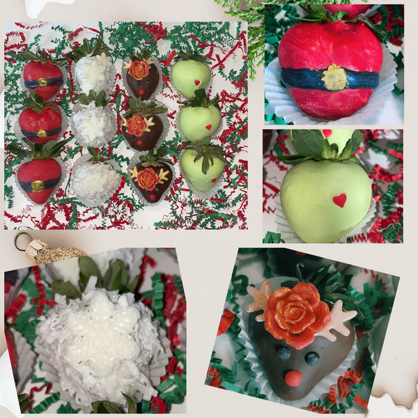 Christmas-Themed Chocolate-Covered Strawberries – Dozen